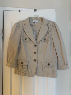 LOFT Neutral Beige Button-Front Women's Blazer